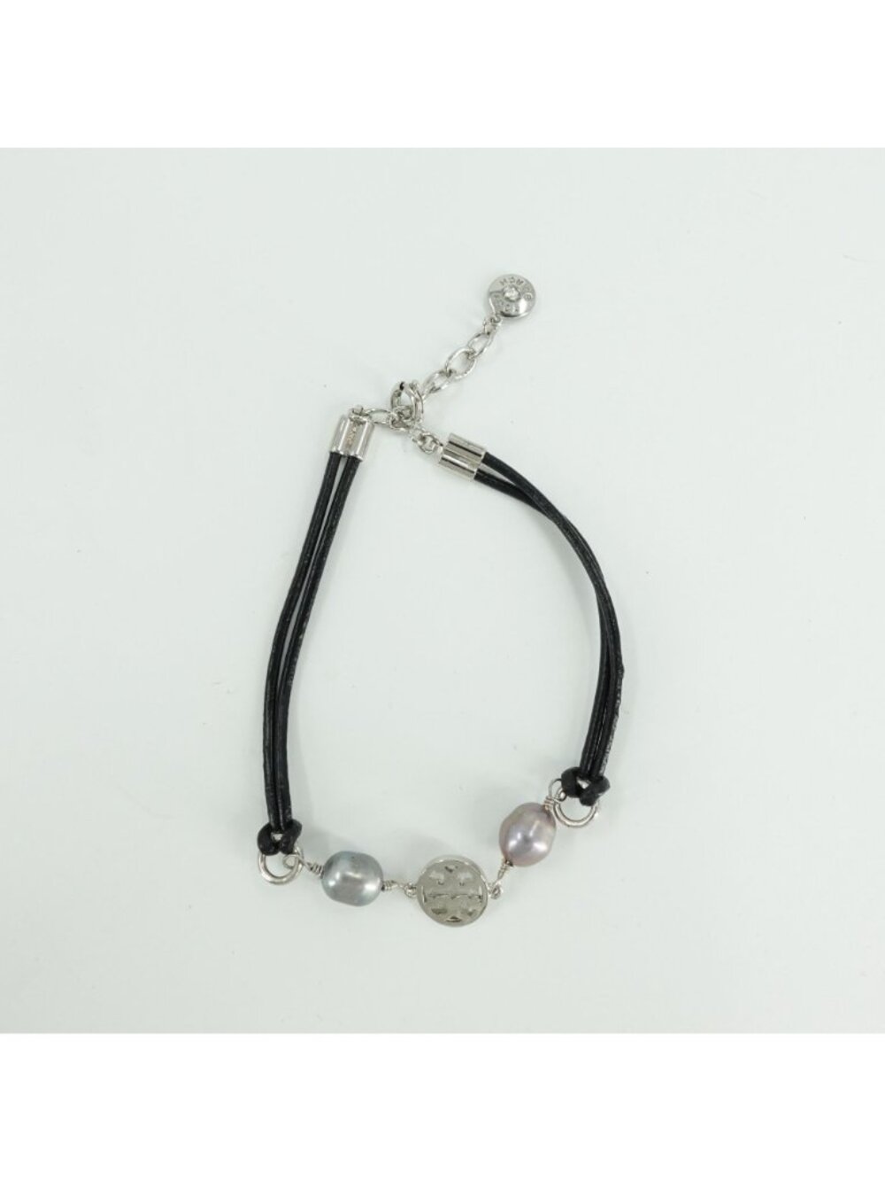 Tory Burch Pearl And Leather Bracelet Silver OS